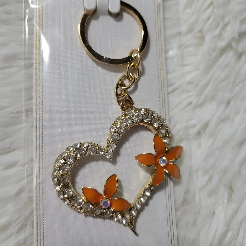 Crystal Collection Floral Heart Keychain